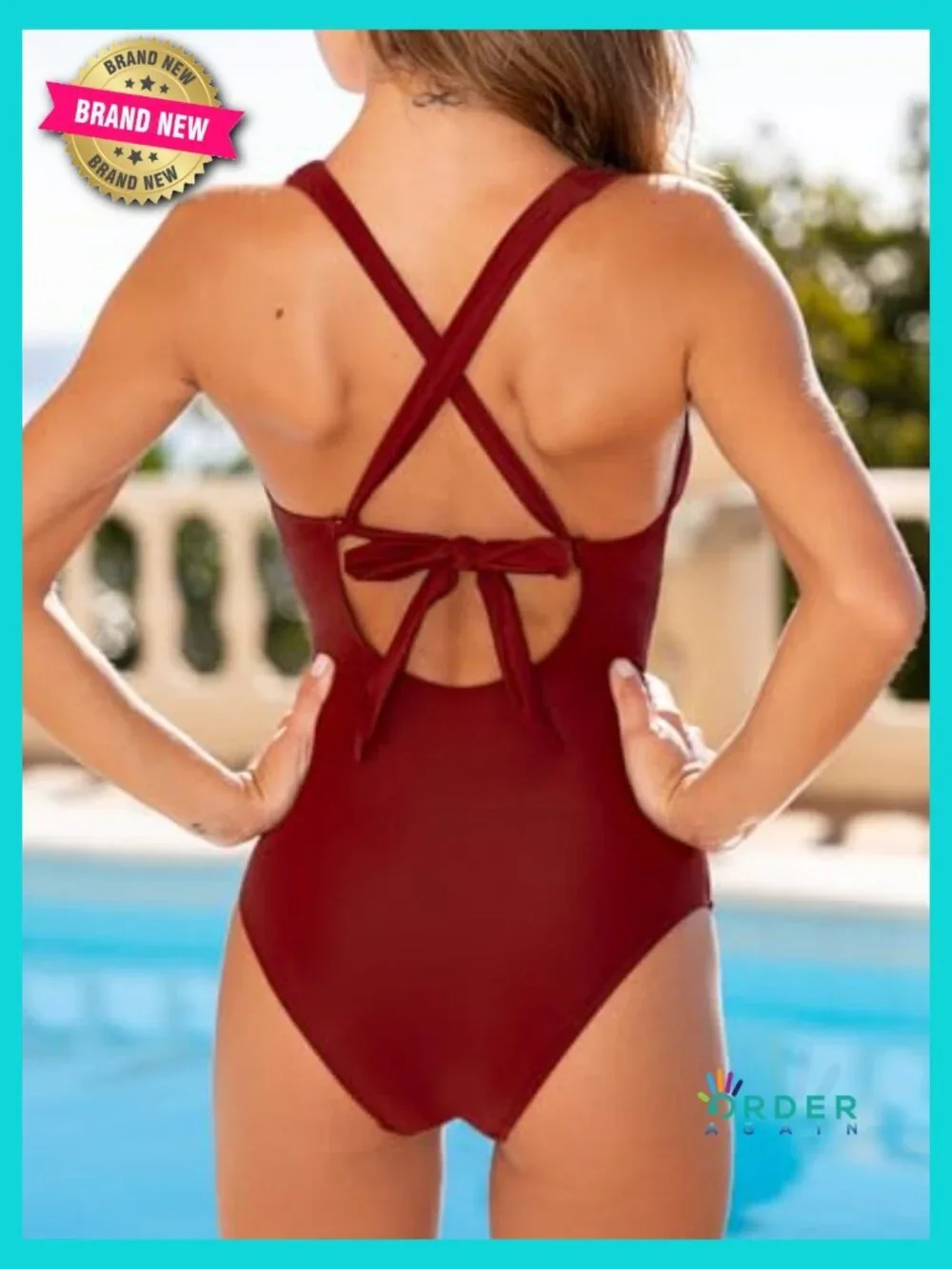 One Piece Swimsuit Cutout Back Twist Plunging Neck Crisscross